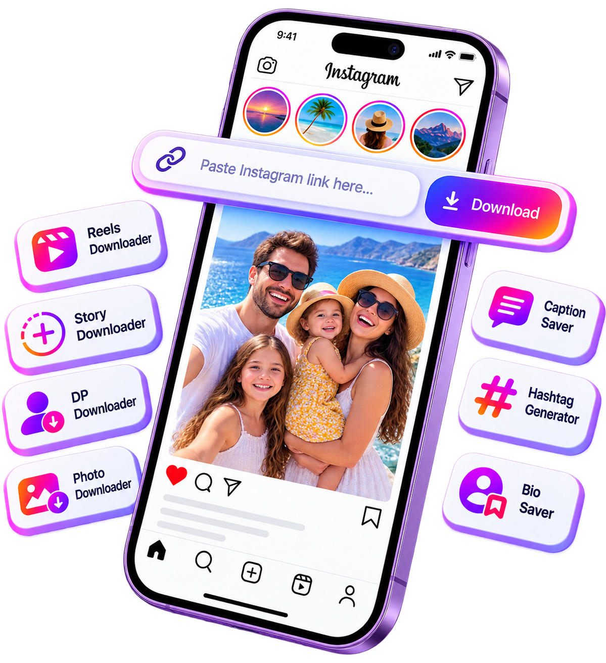 Instagram Downloader by InstaSpeeder for Reels, Stories, photos and profile pictures
